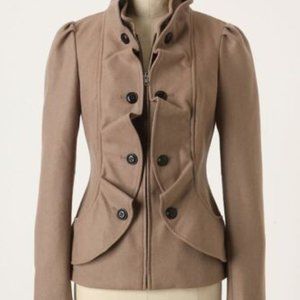 Anthropologie IDRA Cream Confection wool ruffle front jacket - Size 8